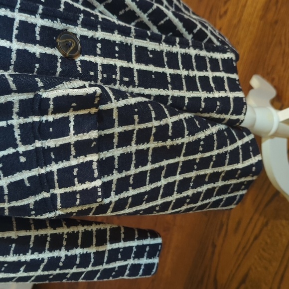 Nic+Zoe Painted Plaid Boyfriend Oversized Blazer Navy/White Knit Plus Size Sz 3x - Picture 6 of 12